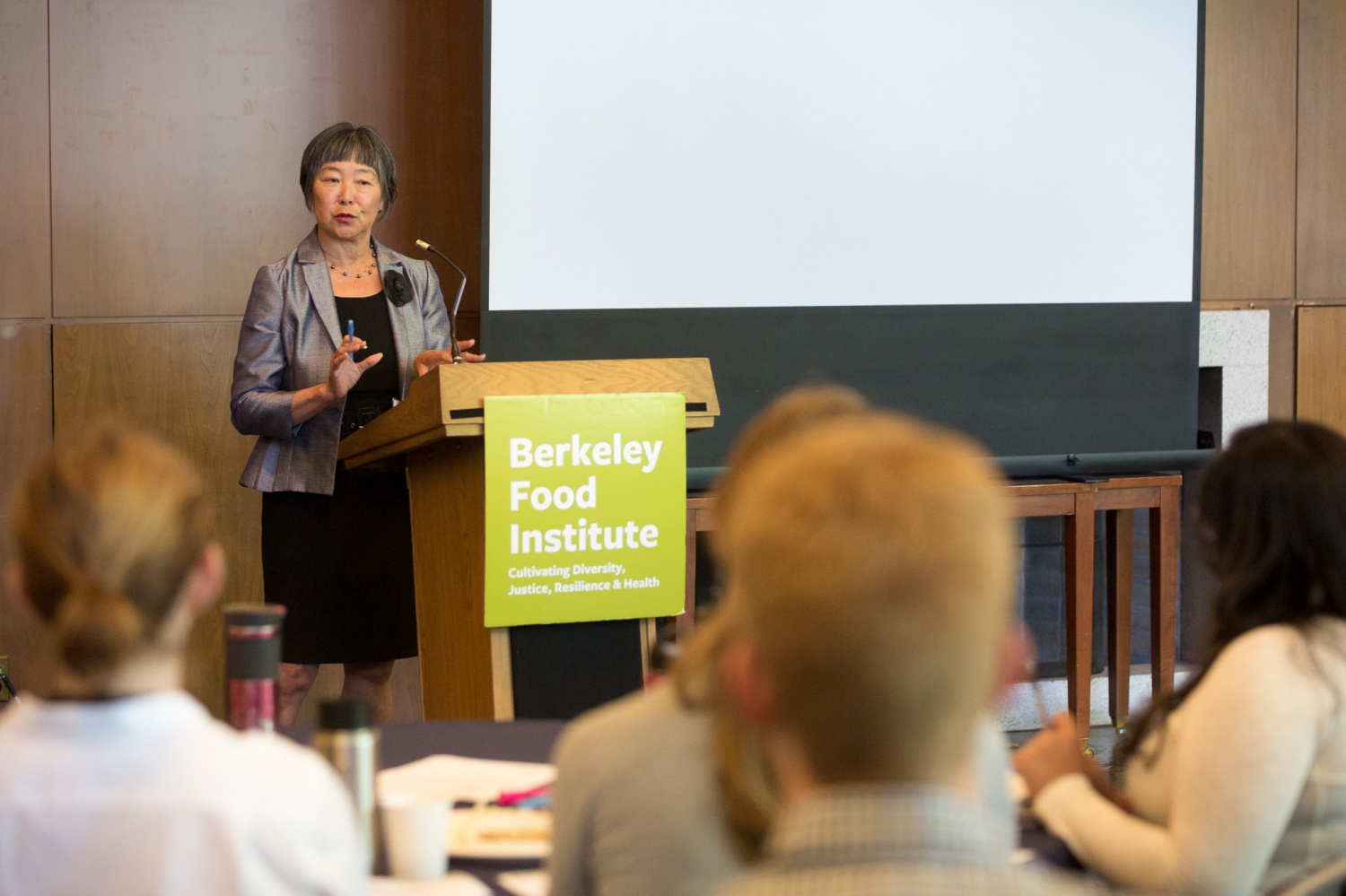 California State Senator Mariko Yamada speaking at the Research-to-Policy Faculty Workshop. Photo by Jonathan Fong.