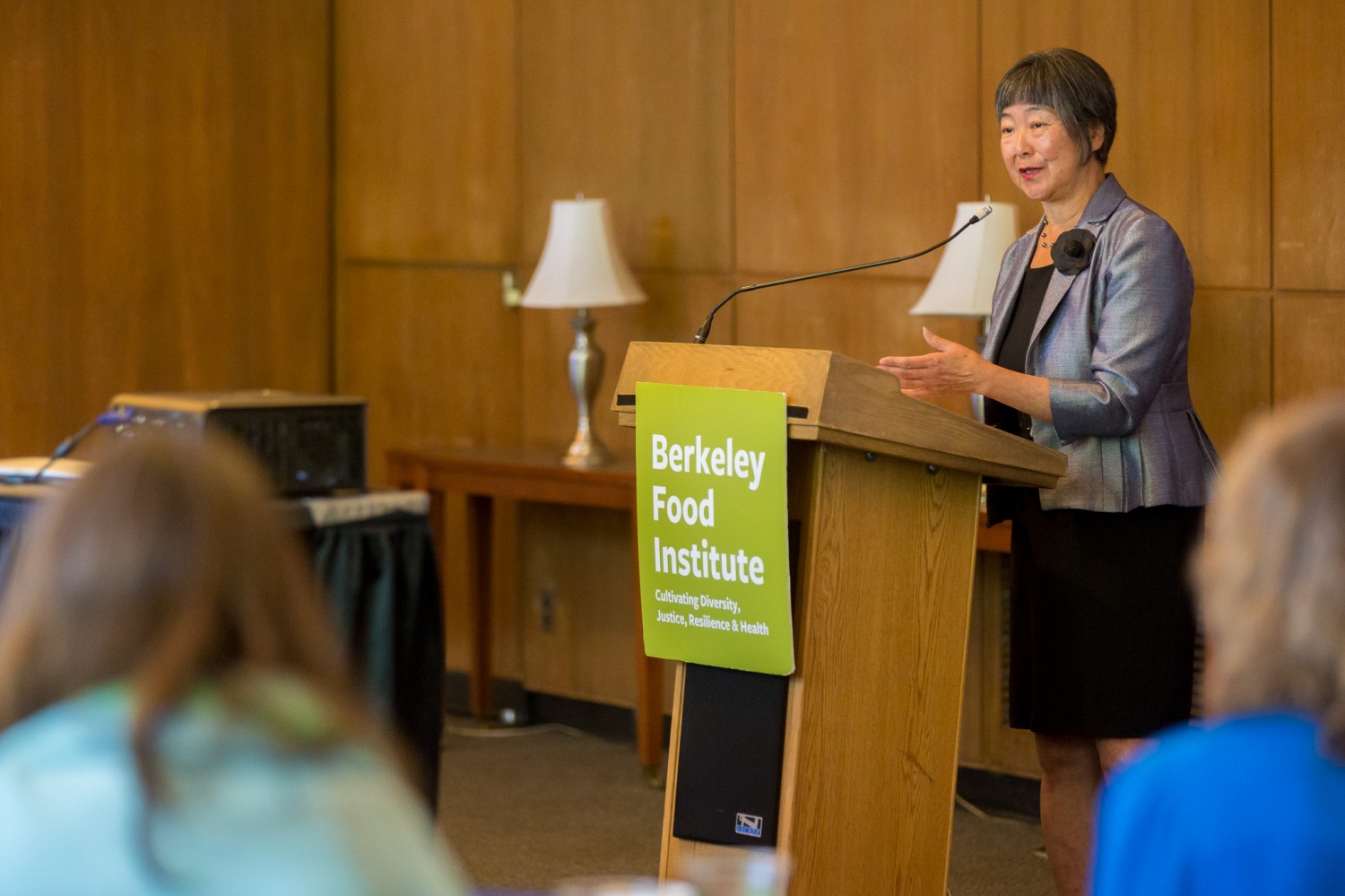 California State Senator Mariko Yamada speaking at the Research-to-Policy Faculty Workshop. Photo by Jonathan Fong.