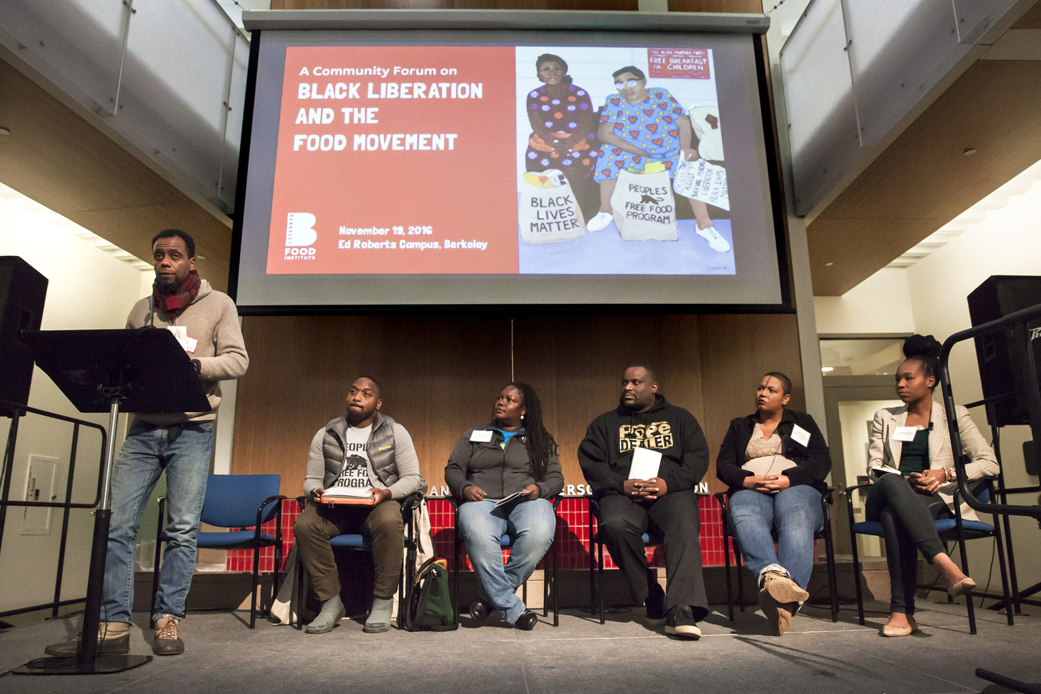 Speaker panel at the Black Liberation and the Food Movement event.