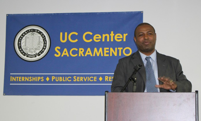 Malo Hutson speaking at UC Center Food and Agriculture Series