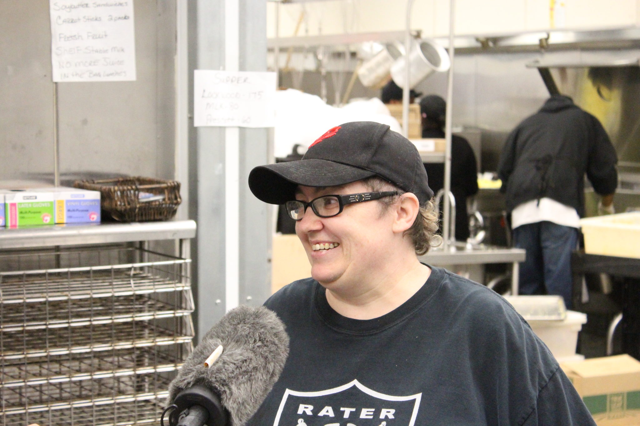 Kitchen Manager Jessie Garcia takes time out to speak with reporter Francesca Fenzi