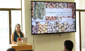 Athena Roesler presenting her research. Photo by Edmond Allmond.