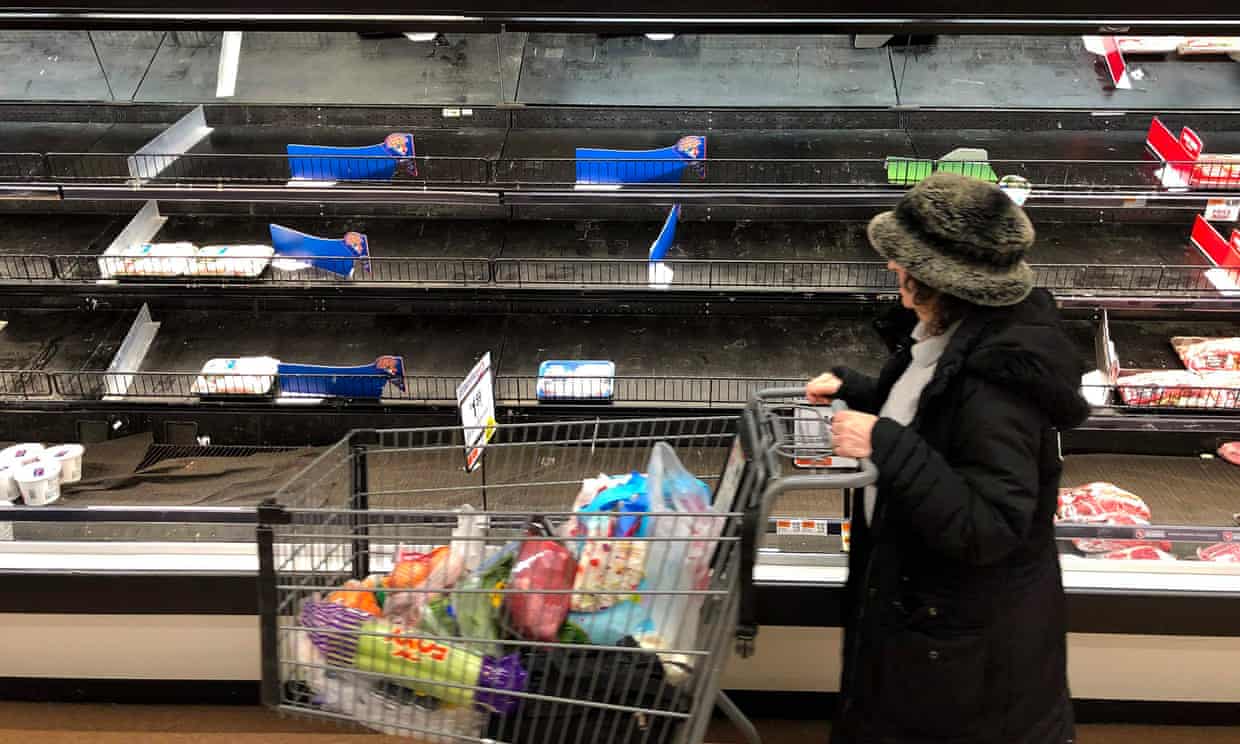 Woman shopping in a grocery store.